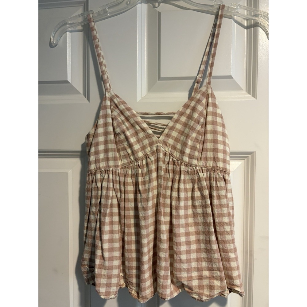 Urban Outfitters Tori Babydoll Cami Top Gingham Check Tie Back XS